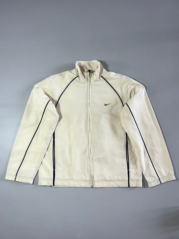 Vintage Nike Mini Swoosh Cream Track Jacket (L)