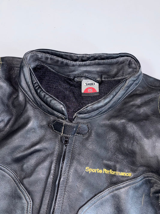 Vintage Shoei’s Original Pure Leather Paded Racing Jacket With Reflective Logo’s (M)