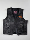 Vintage Leather Club Black Leather Biker Vest – Daytona '00 Eagle Patch (M)