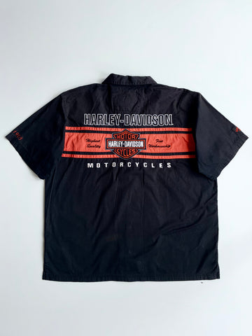 Harley-Davidson Genuine MotorClothes Black/Orange Striped Button-Up Shirt (2XL)