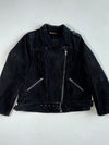 Love & Legend Black Suede Fringe Biker Jacket with Belt (XL/2XL)