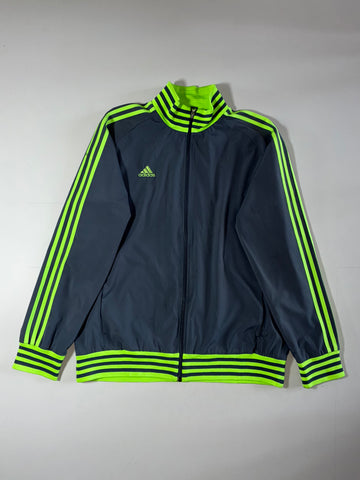 Adidas | Navy 3-Stripe Neon Green Track Jacket (XL)