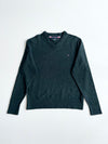 Tommy Hilfiger Lambswool V-Neck Sweater – Forest Green (XL)
