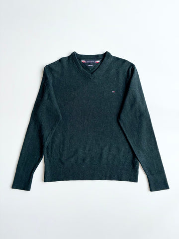 Tommy Hilfiger Lambswool V-Neck Sweater – Forest Green (XL)