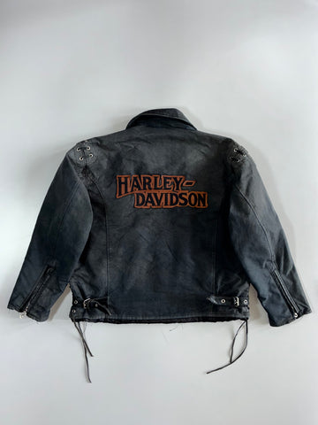 Harley-Davidson “An American Legend” Lace-Up Biker Pure Leather Panel Jacket (XL)