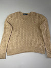 Polo Ralph Lauren Cable Knit V-Neck Sweater – Tan Beige (2XL/3XL)
