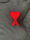 AMI Paris Black Crewneck Sweater – Big Red Ami de Coeur Logo (XL)