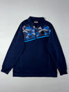 Kappa Retro Geometric Quarter-Zip Navy Track Pullover (L)