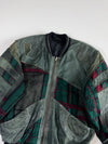 Vintage Green Suede Leather & Knit Panel Bomber Jacket (2XL)