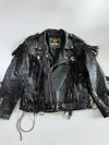 Genuine Pure Leather Fringe Biker Jacket (L)