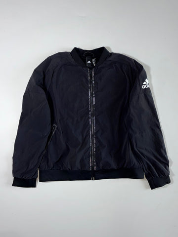 Adidas Black Full-Zip Bomber Jacket with White Sleeve Logo (M)