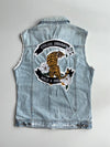 Bershka Light Wash Distressed Denim Vest – Vintage Patches | (S)