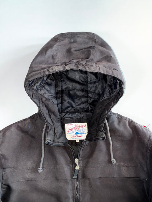 Jack & Jones Originals “Est. 1990” Waxed Canvas Hooded Bomber Jacket (XL)