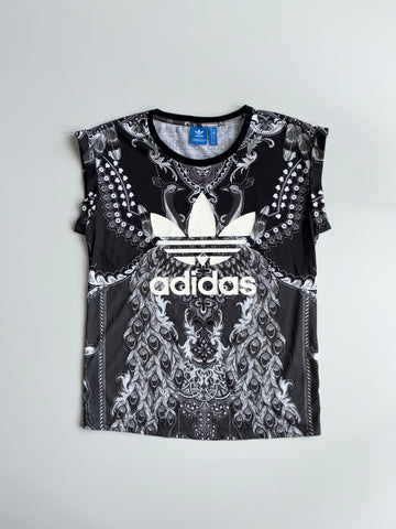 Adidas Originals Peacock Baroque Print T-Shirt – Black/White (S)