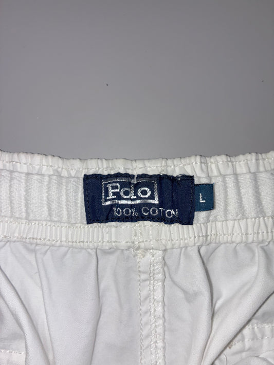 Vintage Polo Ralph Lauren White Cotton Drawstring Shorts (L:21, W:38)