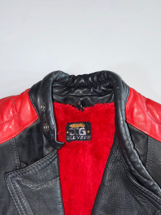 JG Elleveco Red & Black Racer Leather Jacket (M/L)
