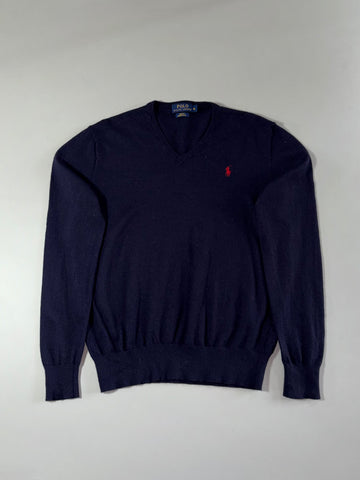 Polo Ralph Lauren Navy Merino Wool V-Neck Sweater (S)