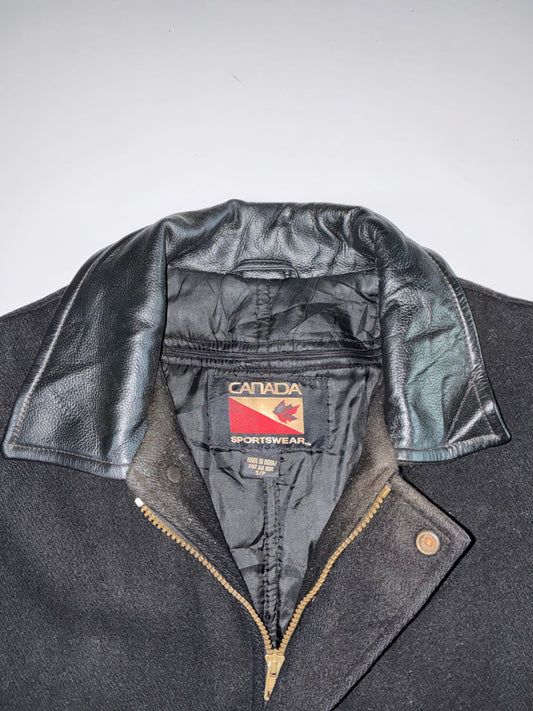 Canada Sportswear Black Wool & Leather (Sleeve) Varsity Jacket (L)