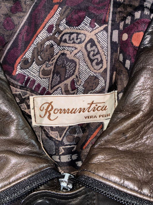 Romantica Vera Pelle Leather Jacket Patterned-Lining Bomber, Italian Leather (XL)