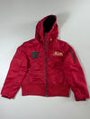 Y2K Banana Seven Red Hooded Bomber Jacket Embroidered (M/L)