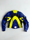 Vintage Swift Racing Two-Piece Leather Motorcycle Suit – Blue/Neon Yellow Knee Paded (M)  (W:35 | L:41)