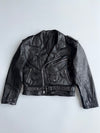 Jinglers Vintage Black Pure Leather Biker Jacket Belted Zip Up (L)