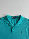 Polo by Ralph Lauren Vintage Long Sleeve Piqué Polo T-Shirt | Teal Green with Red Pony (XL)