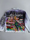 Vintage 1987 Alamo Designs | Rare Hand-Painted Rhinestone Denim Jacket | Las Vegas (XL)