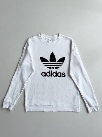 Adidas Originals White Big Trefoil Crewneck Sweatshirt | Size (L)