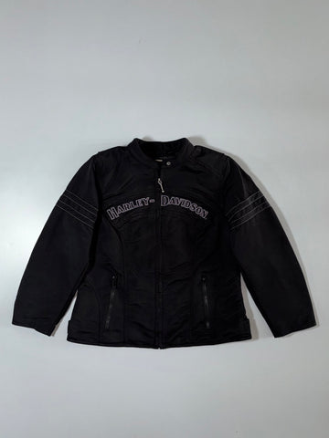 Harley-Davidson Genuine MotorClothes Black Embroidered Textile Riding Women’s Jacket (S/M)