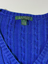 Lauren Ralph Lauren Royal Blue Cable Knit V-Neck Cotton Sweater Women’s (S)