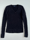 Tommy Hilfiger Black Cable Knit V-Neck Sweater Women’s (XS)