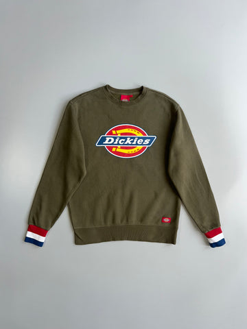 Dickies Big Logo Sweatshirt Olive Green Crewneck (M)