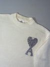 AMI Paris | Cream Knit Sweater Silver Ami de Coeur Logo | (XL)