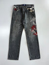 Dragon Embroidered Grey Wash Denim Pant (W:28|L:42)