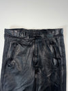 Vintage Black Leather Straight Fit Pants with Panelled Knees (W:28) (L:39)
