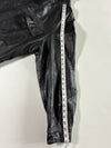 Black Leather-Look Utility Jacket with Stand Collar & Four-Pocket Design (2XL)