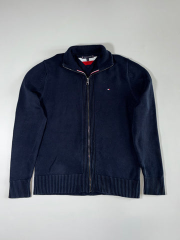 Tommy Hilfiger Navy Cotton Knit Full Zip Cardigan Sweater – (L)