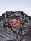 Vintage Global Identity Black Pure Leather Bomber Jacket with Utility Pockets (2XL)