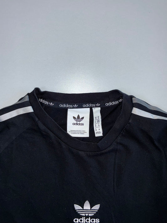Adidas Originals Trefoil Center Logo 3-Stripe Sleeve Cotton T-Shirt Black (M)