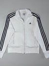 Adidas White Track Jacket – Full-Zip, Black 3-Stripes (S)