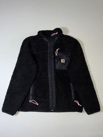 Carhartt WIP Sherpa Fleece Zip Jacket with Nylon Pocket – Black (M)