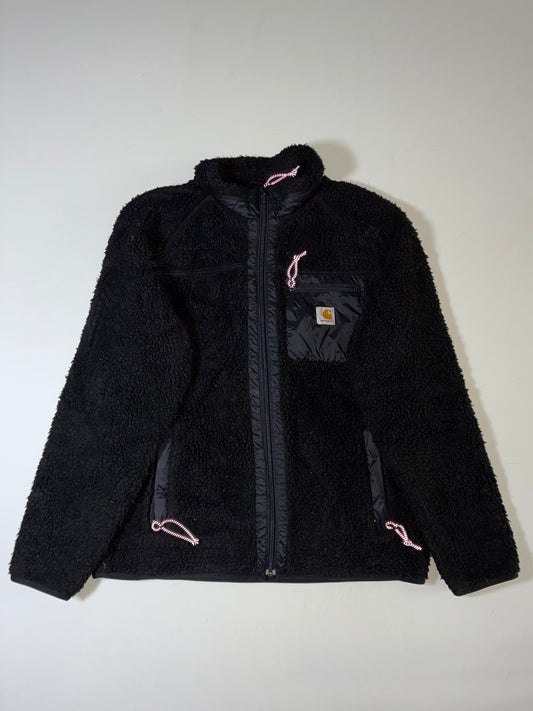 Carhartt WIP Sherpa Fleece Zip Jacket with Nylon Pocket – Black (M)