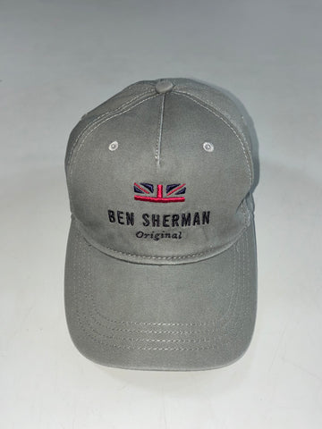 Ben Sherman Original Union Jack Embroidered Grey Cotton Cap (Adjustable)