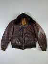 Vintage Distressed Premium Bomber (Detechable Collar) Leather Jacket (L)