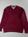 Tommy Hilfiger Maroon V-Neck Knit Sweater (M)
