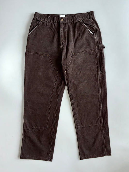 Vintage Carhartt B136 Dark Brown Double Knee Loose Original Fit Carpenter Pants (W:34 |L:42)