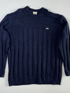 Vintage Lacoste Navy Ribbed Knit Crew Neck Sweater – (2XL)