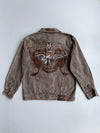 Vintage Knockout Jeans | Heavy Embroidered Eagle Crown Denim Jacket | Grey Wash (L/XL)