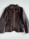 Vintage Dark Brown Leather Pintuck Fitted Zip-Up Jacket Women’s (S)